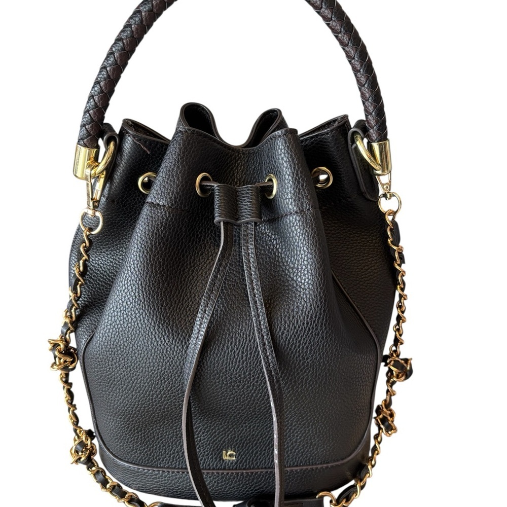 Liz Claiborne Vintage Black Leather bucket Bag
